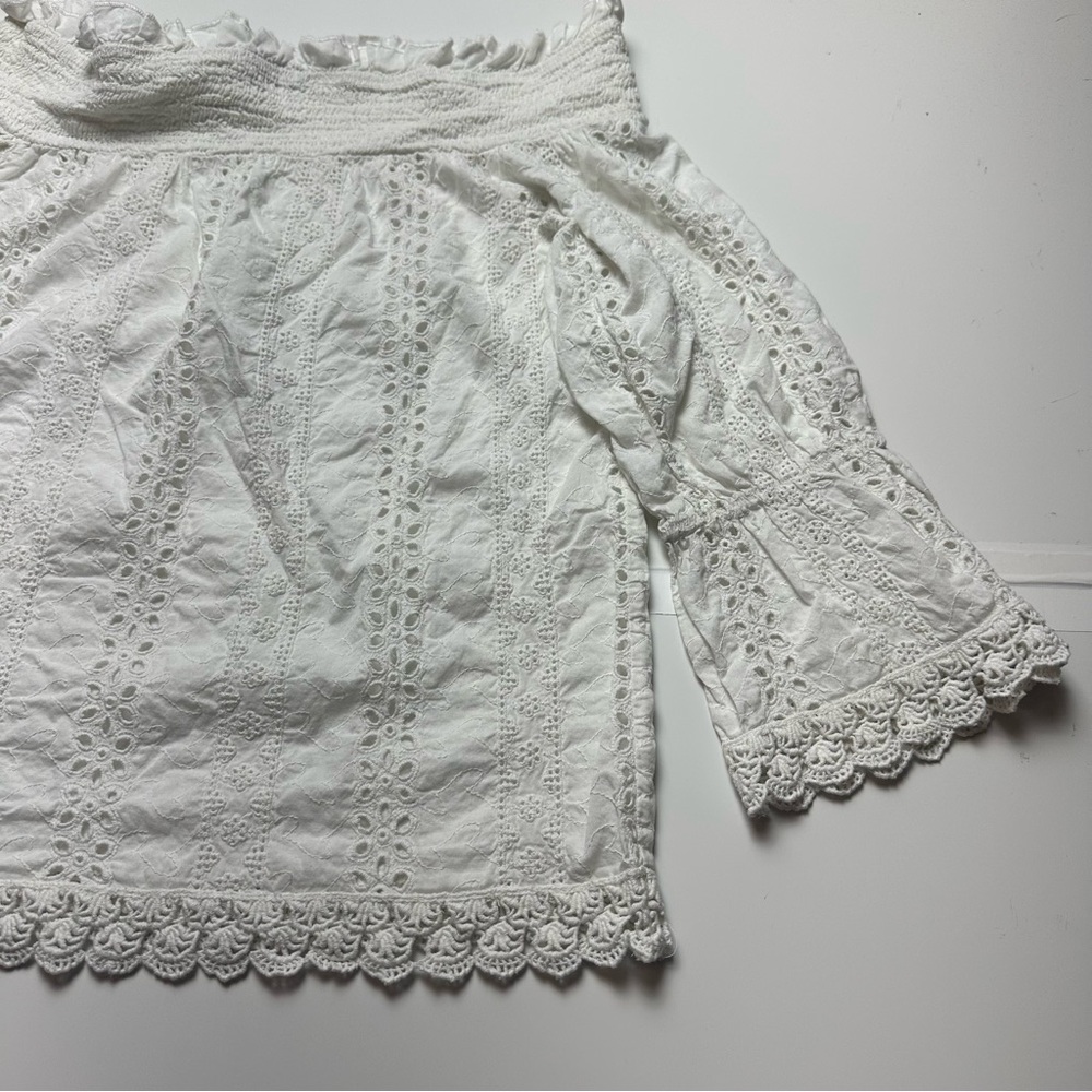 Signature Studio Eyelet Lace Off-Shoulder BlouseCottonBoho Cottagecore Festival - Picture 11 of 12